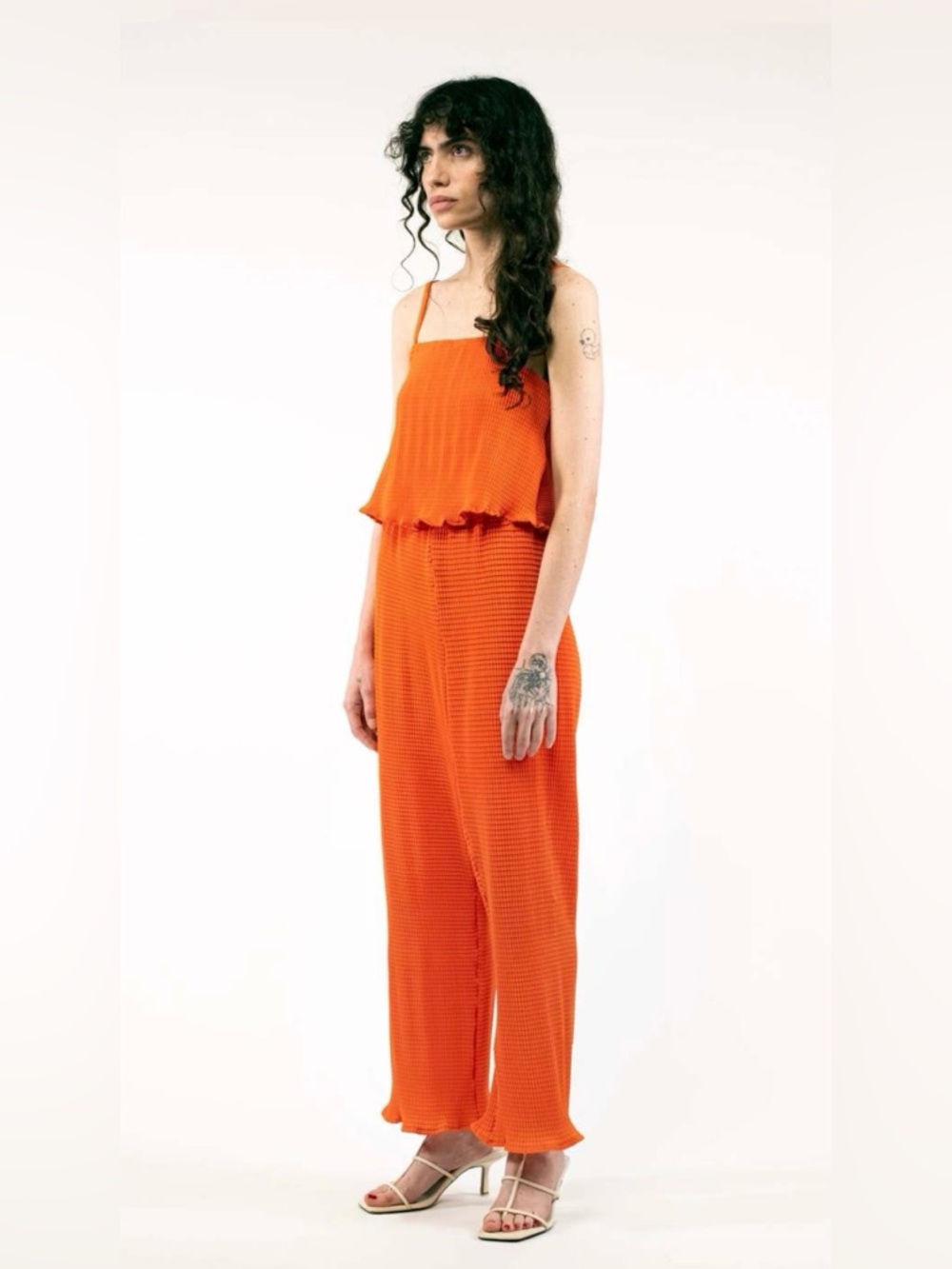 Nin Studio orange pleated pants - Mexico City shingled trousers M like new